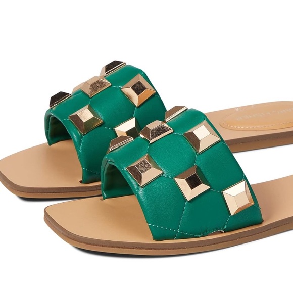 Marc Fisher Shoes - Marc Fisher Green Gold Stud Slide Sandals 8 BRAND NEW